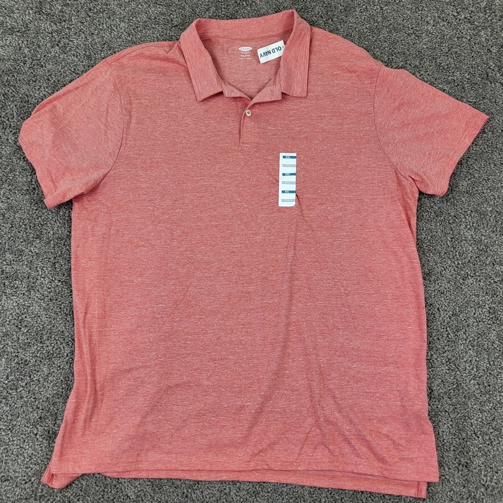 Old Navy Jersey Polo Mens XXL Orange‎ Heather New Short Sleeve 219453-03-1 NWT